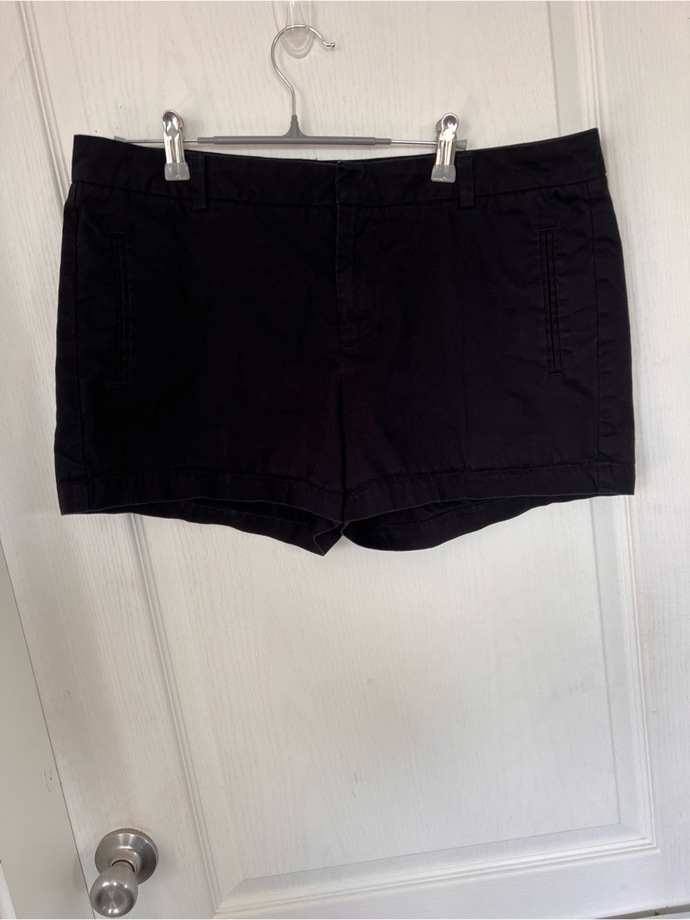 Lot of 2 black twill chino shorts. Women’s 12 mid rise front pockets. Stylus&Ana
